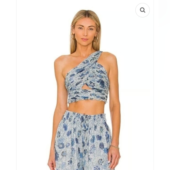 Tularosa Tops - Revolve Tularosa Belen Batik Floral One-shoulder crop top size S